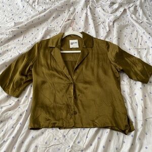 Orseund Iris Le Funk Shirt Button Top in Moss Green